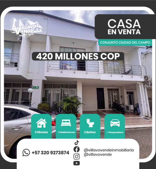 En Venta Casa en Condominio ciudad del campo Villavicencio